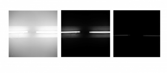 《日光灯－1 .2.3》,100×100cm×3, 2010年
