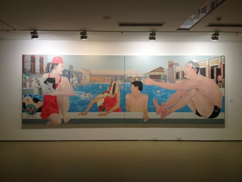 《游泳池》205×600cm 布面丙烯 2010
