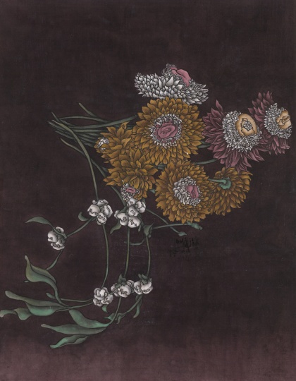 《还是花鸟画1913-2013 5》90 x 70cm 墨、矿物彩、绢，裱于布面 2013
