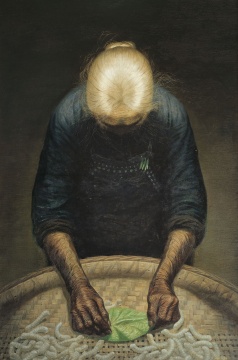 罗中立 春蚕（又名《母亲》）200×134 cm 布面油画 1983
