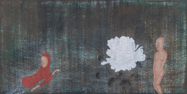 《宿妆》 131×66cm 纸本水墨 2014
《宿妆》 131×66cm 纸本水墨 2014