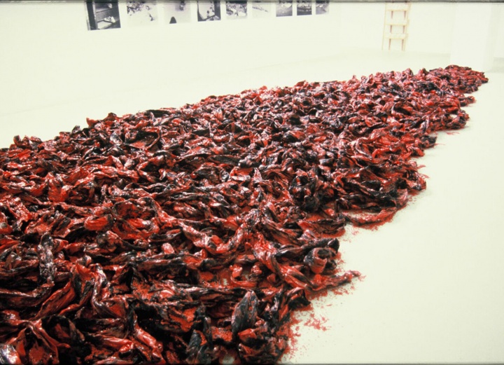 1993“中国前卫艺术展”顾德新作品现场     图片提供：施岸笛
