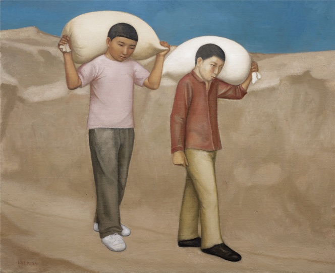 《扛面》130×160cm  布面油画 2013年
