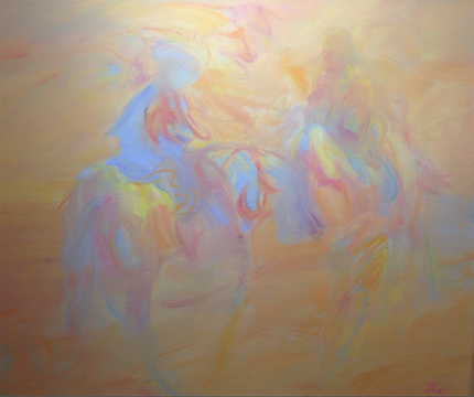  《火烧云》120x100 布画油画 2013年 
