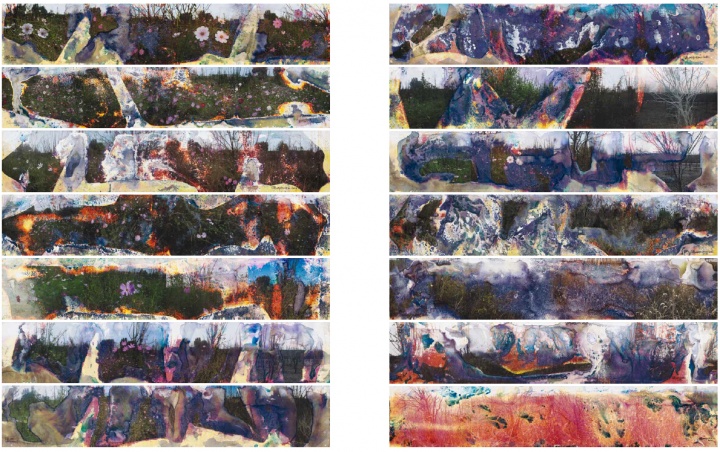 《每平米·清洗·我的风景4（1-36）》200x37cm 照片、水 2010-2014
