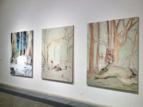 赵洋的作品《雪夜寻踪》、《猎户》、《春天》
