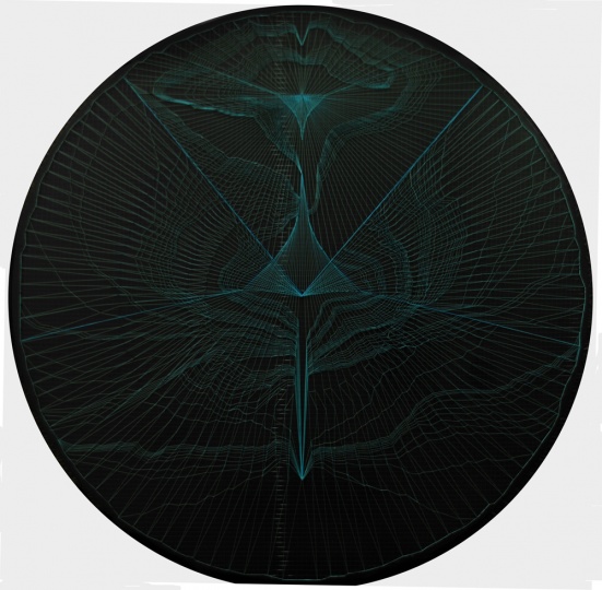 《穹顶-1》120x120cm 木板尼龙线 2012
《穹顶-1》120x120cm 木板尼龙线 2012