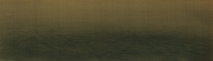 《持颐系列》92x27cm 绢本木板 2014
《持颐系列》92x27cm 绢本木板 2014