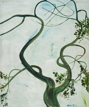 2014年布面油画《The Tree in the Wind》 © Zhang Enli，Courtesy the artist and Hauser & Wirth

