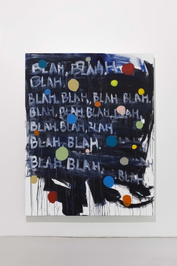 《Mel Bochner + Jerry Zeniuk + Joseph Beuys》 200×160cm 布面丙烯，扬声器 2014
