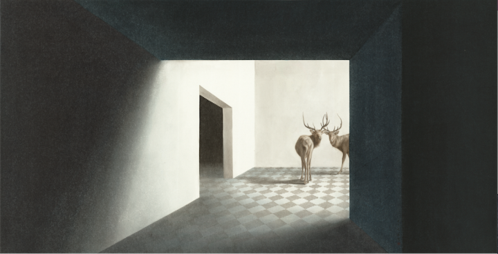 《间隔》纸本水墨 92×180cm 2014
