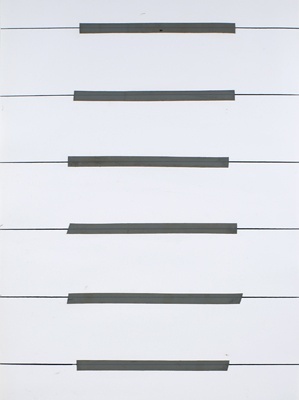 菅木志雄《area of dependency》，聚氯乙烯绝缘带、铅笔纸上，73.0×54.0cm，1973年，©菅木志雄
