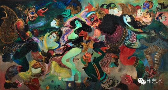 亨德拉·古拿溫《摩訶婆羅多：班度的骰子》 油彩畫布  1971   创艺术家个人成交记录  2648万港元
