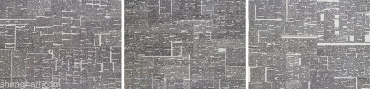 《标点·001(-1,-2,-3)》 90×360cm 木板上综合材料 2014
