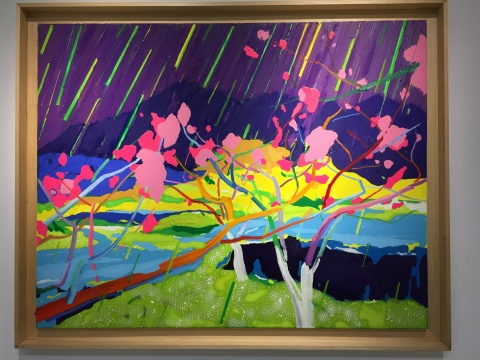 张榕泉 《桃山夜雨》 140×110 布面油画、丙烯 2015
