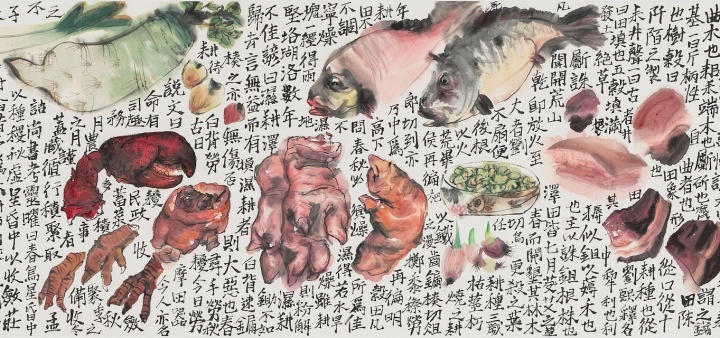 《肉食者不鄙》（局部） 230×53cm 纸本设色 2015
