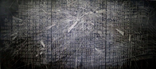 周杰《没有空气的城市》200×450cm 布面油画 2013
