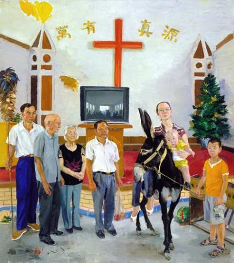 《张氏一家》290x260cm布面油画 2009
