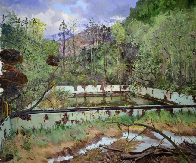《长树的游泳池》 250x300cm 布面油画 2012
