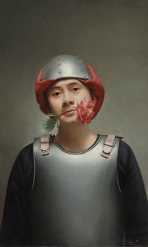 《自传体——32岁 一朵属于胜利的鲜花》150×90cm 布面油画 2015 
