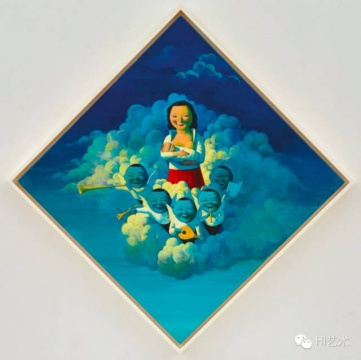 刘野《麦当娜和淘气的男孩（蓝色）》 141×141cm布面油画及丙烯 1998 香港苏富比 流拍
