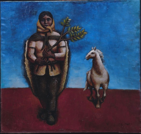 《圭山·女人与马》 86×90.5cm 布面油画 1985
