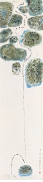 Lot940 陈其宽 《水之就下》 92.7×22.7cm 纸本彩墨 立轴 1953 估价: 20-28万


