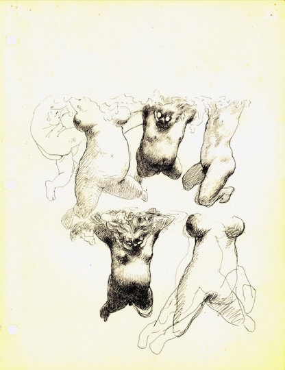 油画《水·肢体》草图 21.5×28cm 黑色圆珠笔