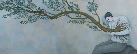 《树生长的声音》 120×300cm  布面油画 2015
