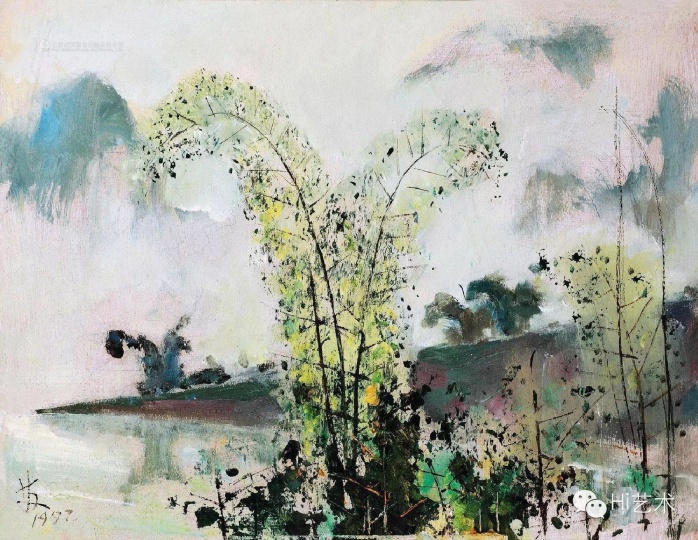 lot 5924 苏天赐《漓江小景 35×45cm 木板油画 1997 估价:30至40