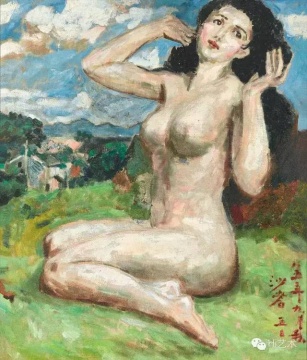 Lot 384 沙耆 《草地上的裸女》 67.3×57cm 布面油彩 1985
估价： RMB 600,000-800,000
