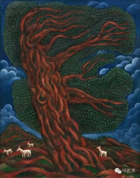 Lot 415 毛旭辉 《有白山羊的大桉树》 79×63cm 纸板油彩 1987
估价： RMB 350,000-400,000
