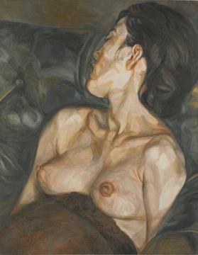 卢锡安·弗洛伊德 《怀孕的少女》 91.4cm×71.4cm 布面油画 1960-1961，最终以1605万英镑领跑本次拍卖会
