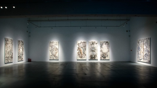 展览空间展示了邱志杰的作品《世界地图计划》 2015
