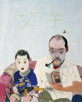 王玉平 《父子》 200×160cm 布面丙烯、油画棒 2010
