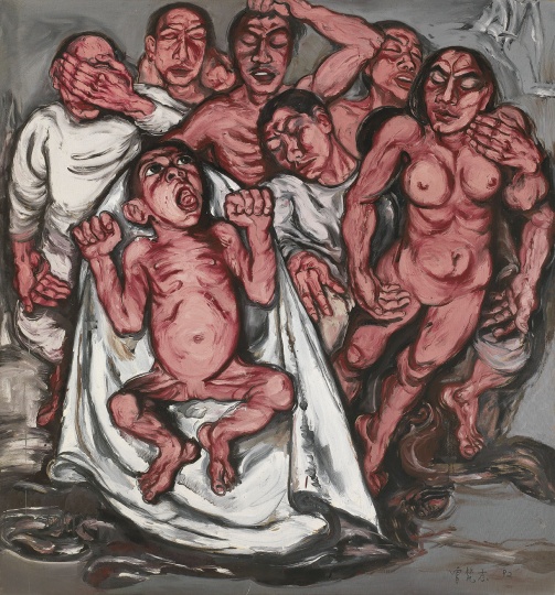 曾梵志《肉系列之三: 献血过量》布面油画 180×167cm 1992年