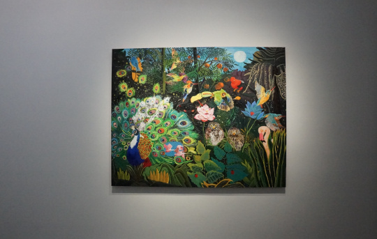 《卢梭的画面－百鸟之王》 布面油画、油画棒 160×200cm 2016
