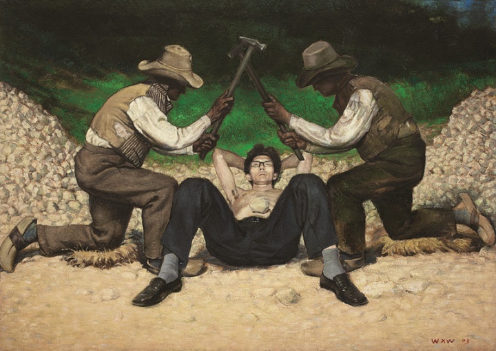 王兴伟 《无题（打石头）》 148×208cm 布面油画  2003
