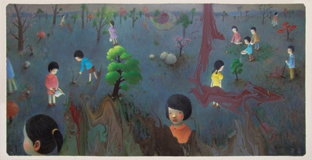 
陈可《植树》，2014北京匡时秋拍中以212.75万元成交，刷新艺术家的个人拍卖纪录

