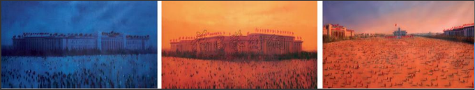 尹朝阳《天安门广场组画》，2010年中国嘉德秋拍中以1097.6万元成交，刷新艺术家的个人拍卖纪录
