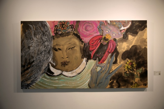 《天王与老牛》 96×180cm 纸本设色 2016
