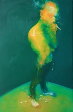 《抽烟的男子》 200×130cm 布面油画 2016
