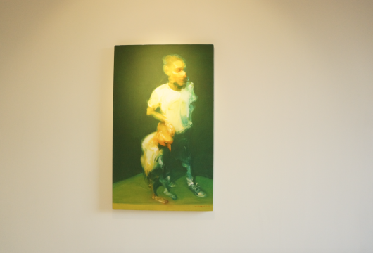 《男人、小鸟与阳光》100×60cm 布面油画 2014
