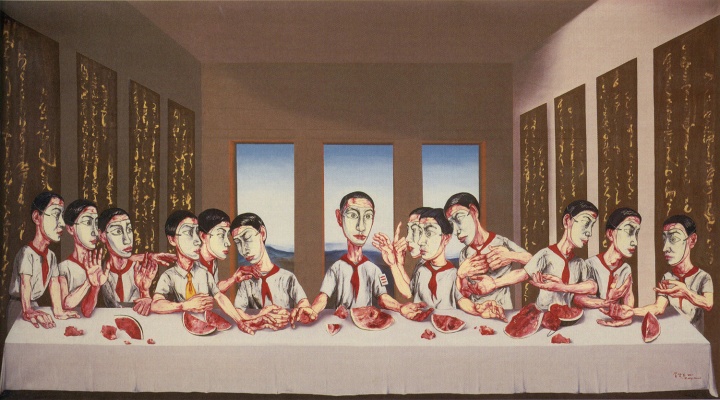 
《最后的晚餐》220×395cm  布面油画  2001
成交价：1.8亿港币（1.4亿人民币）  香港苏富比2013年秋季拍卖会

