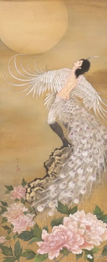 
木村了子《化身——月下白孔雀舞》 36×90cm(46.6×170cm) 卷轴，绢本着彩（日本画颜料）、金箔 2014

CNY：40，000

