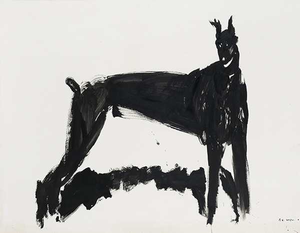 《黑狗》 100×129cm 纸上丙烯 2015

