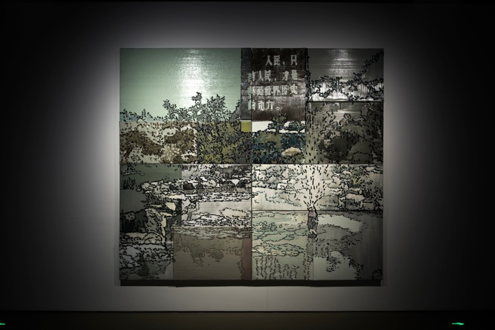 李松松 《历史唯物主义喷泉》 铝板油画 2014 
