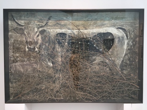 《欧洲牛》 200×200×30 cm 油彩，乳化剂，虫胶稻草 私人藏品 1994 – 2010
