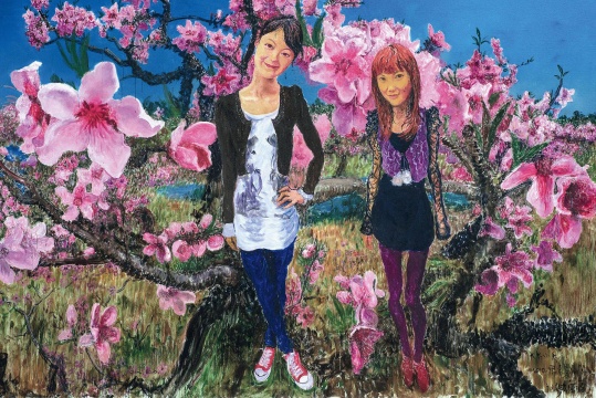 
周春芽 《大乔小乔》 254×360cm 布面油画 2010

成交价：632.5万元，由刘益谦竞得

