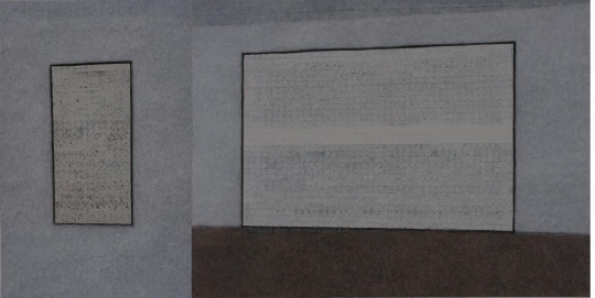 《白色上的方块》  160x120cm,120x80cm 布面丙烯 2012
